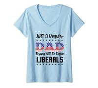 Women's Just A Regular Dad Trying Not to Raise Liberals for Dads V-Neck T-Shirt