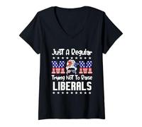 Women's Just A Regular Mom Trying Not to Raise Liberals for Moms V-Neck T-Shirt