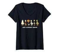 Womens Just A Spooky Goose Halloween Silly Goose Funny Halloween V-Neck T-Shirt