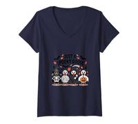 Womens Just a Spooky Goose Haunting The Pumpkin Patch Halloween V-Neck T-Shirt