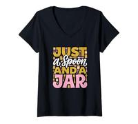 Women's Just A Spoon and A Jar Peanut Butter Lover V-Neck T-Shirt