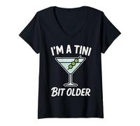 Womens Just A Tini Bit Older Funny Birthday Just A Tiny Bit Older V-Neck T-Shirt