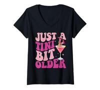 Womens Just A Tini Bit Older Funny Birthday Just A Tiny Bit Older V-Neck T-Shirt