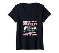 Womens Just A Wild Type Kind of Girl Funny Zoology for A Zoologist V-Neck T-Shirt