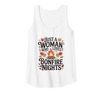 Womens Just A Woman Who Loves Bonfire Nights Autumn Camping Tank Top