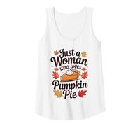 Womens Just A Woman Who Loves Pumpkin Pie Autumn Thanksgiving Tank Top