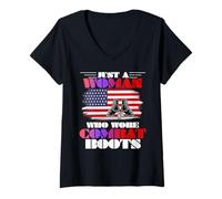 Womens Just a Woman Who Once Wore Combat Boots Us Female Veterans V-Neck T-Shirt