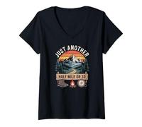 Women's Just Another Half Mile Or So Funny Hiking Trail V-Neck T-Shirt