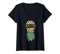 Womens Just Ask Pineapple Swingers T-Shirt V-Neck T-Shirt