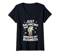 Women's Just Balancing and Minding My Business V-Neck T-Shirt