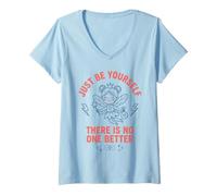 Women's Just Be Yourself There is No One Better Positive Mindset V-Neck T-Shirt