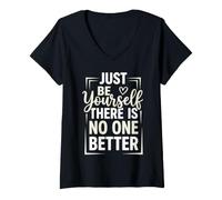 Women's Just Be Yourself There is No One Better Positive Mindset V-Neck T-Shirt