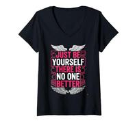 Women's Just Be Yourself There is No One Better Positive Mindset V-Neck T-Shirt