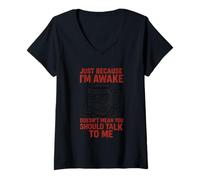 Women's Just Because I'm Awake Don't Talk to Me Mug V-Neck T-Shirt