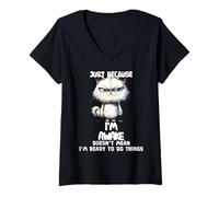 Women's Just Because I'm Awake Funny V-Neck T-Shirt