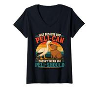 Women's Just Because Pelican Doesnt Mean Pelishould Capybara Design V-Neck T-Shirt