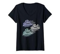 Women's Just Breathe Yogi Yoga Mom Lover Teacher Meditation V-Neck T-Shirt