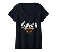 Women's Just Call Me Captain - Boating Sailor - Anchor Boat Sailing V-Neck T-Shirt