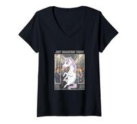 Womens Just Commuting Things Funny Unicorn Public Transit Design V-Neck T-Shirt