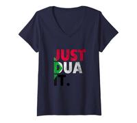 Womens Just Dua It Islam Muslim Islamic Dhikr Pray for Palestine V-Neck T-Shirt