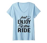 Womens Just Enjoy The Ride Bicycle Road Bike Cyclist Cycling V-Neck T-Shirt