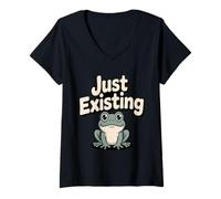 Women's Just Existing Cute Frog V-Neck T-Shirt