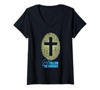 Womens Just Follow The Evidence, I Love Jesus, He is Risen, Easter V-Neck T-Shirt