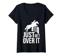 Women's Just Get Over It Funny Horseback Riding Equestrian Novelty V-Neck T-Shirt