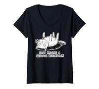 Womens Just Having A Nervous Breakdown Funny Ironic Sarcastic Cat V-Neck T-Shirt