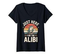 Women's Just Here for The Alibi Frog Retro V-Neck T-Shirt