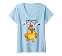 Womens Just Here for The Nuggets Funny Cool Chicken V-Neck T-Shirt