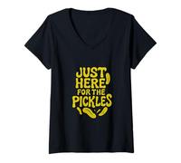 Womens Just Here for the Pickles Funny Pickle Joke Foodie Fun V-Neck T-Shirt