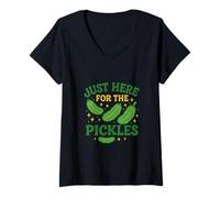 Womens Just Here for the Pickles Funny Pickle Joke Foodie Fun V-Neck T-Shirt