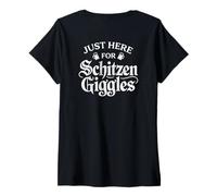 Women's Just Here for The Schitzen-Giggles Funny German Sarcastic V-Neck T-Shirt