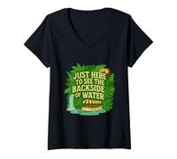 Womens Just Here to See The Backside of Water Jungle Adventure V-Neck T-Shirt