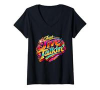 Women's Just Jive Talkin Psychedelic 70s Retro Funk Design V-Neck T-Shirt