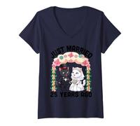 Women's Just Married 25 Years Ago Wedding Anniversary Cat Couple V-Neck T-Shirt