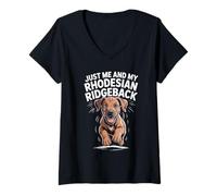 Womens Just Me and My Rhodesian Ridgeback Funny African Lion Dog V-Neck T-Shirt
