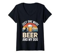 Women's Just One More Beer and My Dog Lover Drinking V-Neck T-Shirt