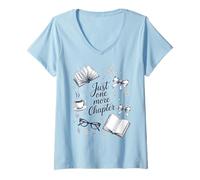 Women's Just One More Chapter Book Love Cozy Bookworm Reading V-Neck T-Shirt