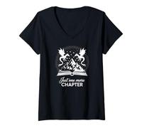 Women's Just One More Chapter Reading Dragons Fantasy V-Neck T-Shirt