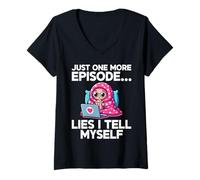 Womens Just One More Episode Lies I Tell Myself Korean Drama V-Neck T-Shirt