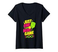 Women's Just One More Game Pickleball Funny Quote V-Neck T-Shirt