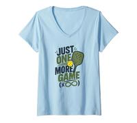 Women's Just One More Game Pickleball Funny Quote V-Neck T-Shirt