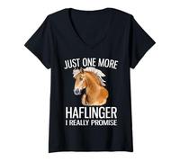 Womens Just One More Haflinger I Promise Funny Haflinger Horse V-Neck T-Shirt