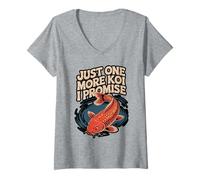 Womens Just One More Koi I Promise Japanese Carp Fish Nishikigoi V-Neck T-Shirt