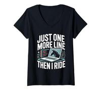 Women's Just One More Line Then I Ride Horse Programmer V-Neck T-Shirt