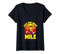 Women's Just One More Mile Running Motivation Marathon V-Neck T-Shirt