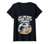 Womens Just One More Shark Tooth I Promise Fossil Hunting V-Neck T-Shirt
