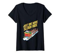 Womens Just One More Sleigh Ride Retro Gamer Christmas V-Neck T-Shirt